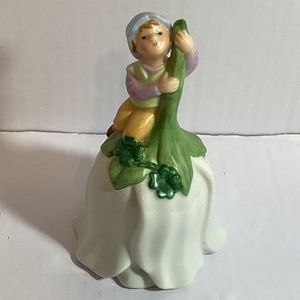 Vintage 1983 Avon Leprechaun Pixie Elf Flower Good Luck Ceramic Bell